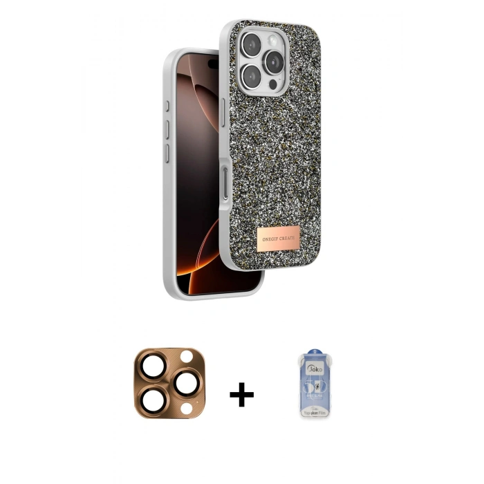 MARSİLYAN™- iPhone 16 Pro Max Kılıf Vadi Klasik Serisi - Siyah Joko Magic 5D Cam + Pers Alüminyum Kamera Lens - CLTM