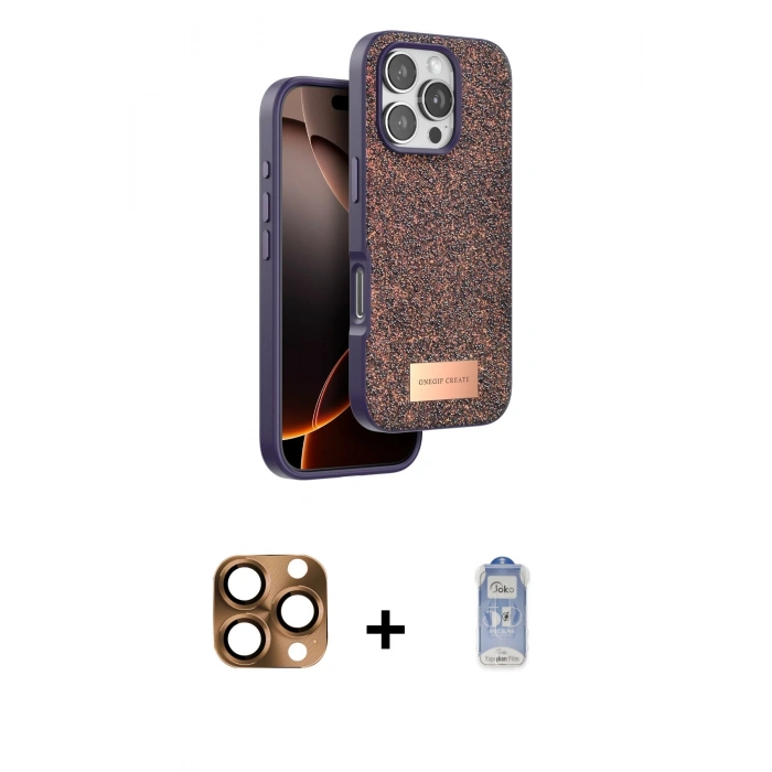 MARSİLYAN™- iPhone 16 Pro Max Kılıf Vadi Klasik Serisi - Siyah Joko Magic 5D Cam + Pers Alüminyum Kamera Lens - CLTM