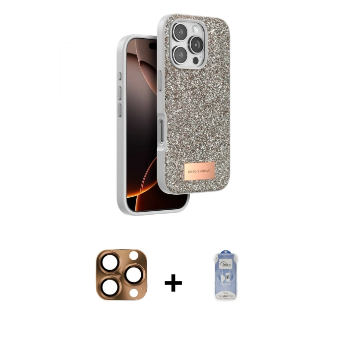 MARSİLYAN™- iPhone 16 Pro Max Kılıf Vadi Klasik Serisi - Siyah Joko Magic 5D Cam + Pers Alüminyum Kamera Lens - CLTM