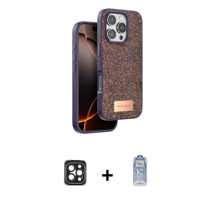 MARSİLYAN™- iPhone 16 Pro Max Kılıf Vadi Klasik Serisi - Siyah Joko Magic 5D Cam + PVD Metal Kamera Lens - SH
