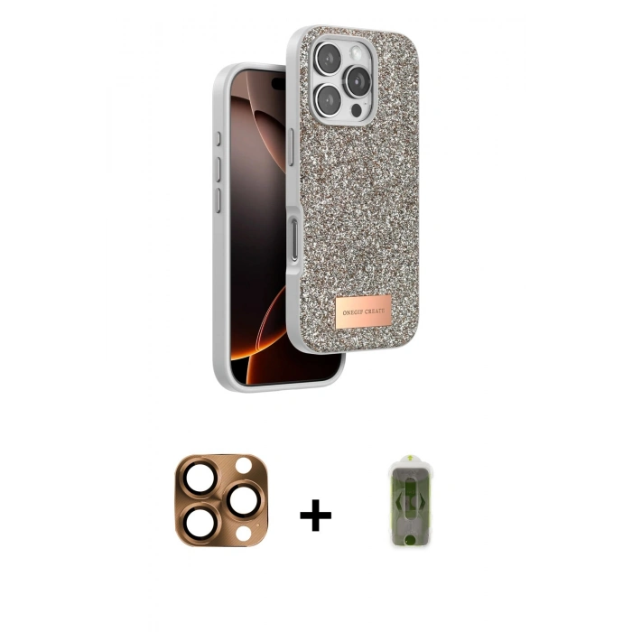MARSİLYAN™- iPhone 16 Pro Max Kılıf Vadi Klasik Serisi - Siyah Joko Magic 5D Hayalet Cam + Çöl Titanyum Pers Alüminyum Kamera Lens