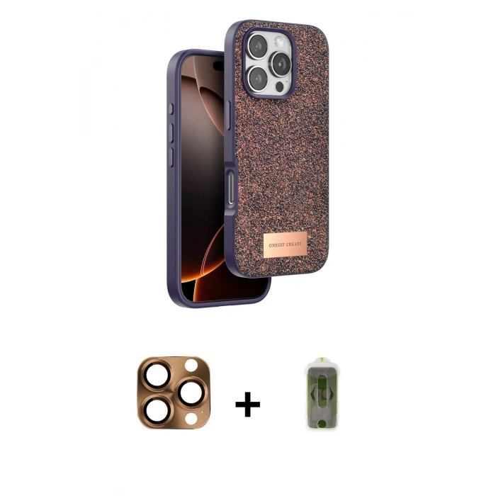 MARSİLYAN™- iPhone 16 Pro Max Kılıf Vadi Klasik Serisi - Siyah Joko Magic 5D Hayalet Cam + Çöl Titanyum Pers Alüminyum Kamera Lens