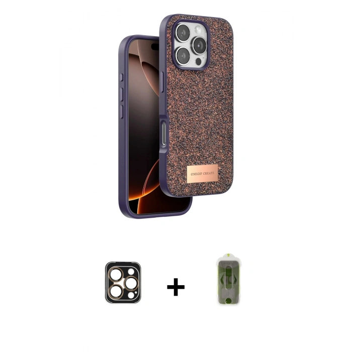 MARSİLYAN™- iPhone 16 Pro Max Kılıf Vadi Klasik Serisi - Siyah Joko Magic 5D Hayalet Cam + PVD Metal Kamera Lens - GD