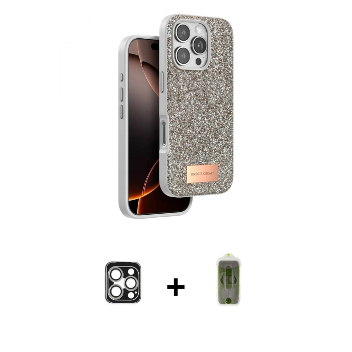 MARSİLYAN™- iPhone 16 Pro Max Kılıf Vadi Klasik Serisi - Siyah Joko Magic 5D Hayalet Cam + PVD Metal Kamera Lens - GS