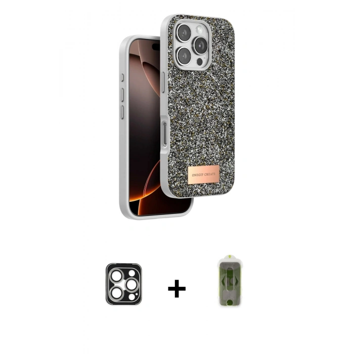 MARSİLYAN™- iPhone 16 Pro Max Kılıf Vadi Klasik Serisi - Siyah Joko Magic 5D Hayalet Cam + PVD Metal Kamera Lens - GS