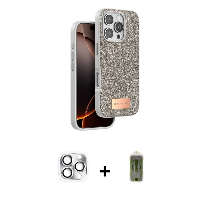 MARSİLYAN™- iPhone 16 Pro Max Kılıf Vadi Klasik Serisi - Siyah Joko Magic 5D Hayalet Cam + Pers Alüminyum Kamera Lens - GS