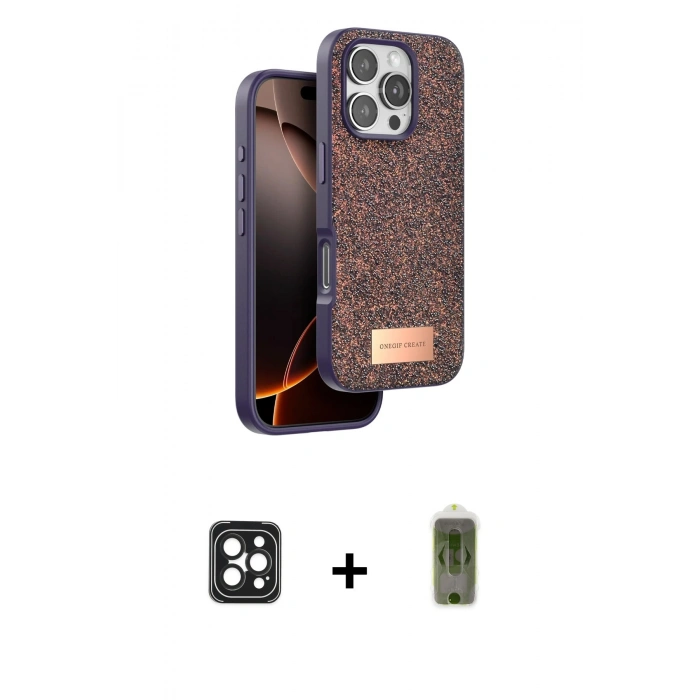 MARSİLYAN™- iPhone 16 Pro Max Kılıf Vadi Klasik Serisi - Siyah Joko Magic 5D Hayalet Cam + PVD Metal Kamera Lens - SH