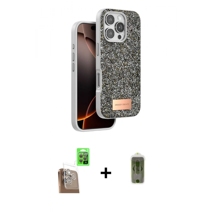 MARSİLYAN™- iPhone 16 Pro Max Kılıf Vadi Klasik Serisi - Siyah Joko Magic 5D Hayalet Cam + Raze Metal Kamera Lens - CLTM