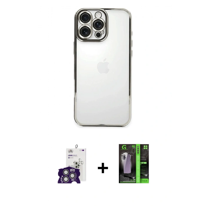 MARSİLYAN™- iPhone 16 Pro Max Kılıf Vadi Minimal - Şeffaf 360 Full Body Arka Koruyucu + Bilvis Titan Kamera Lens - GS