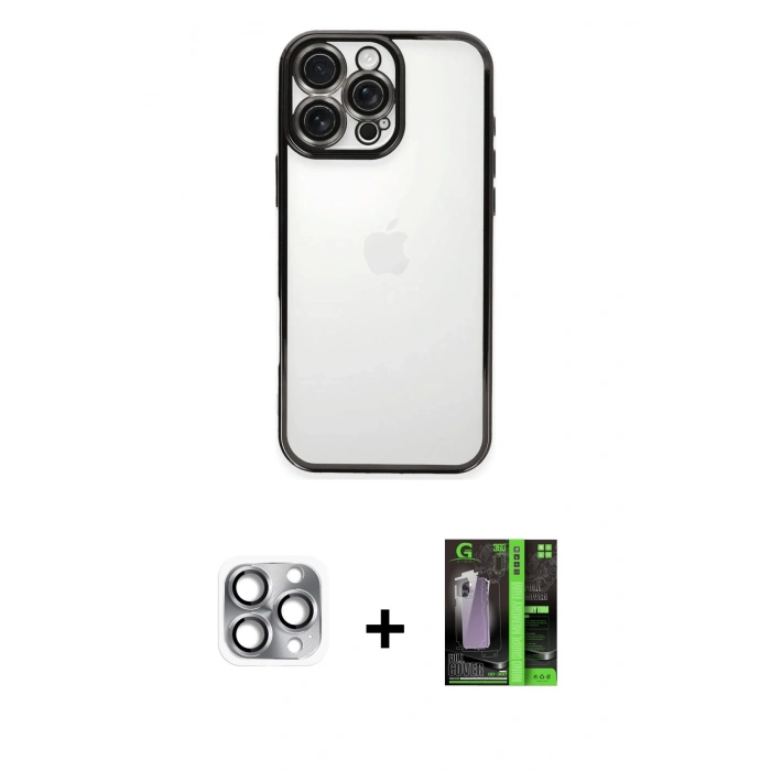 MARSİLYAN™- iPhone 16 Pro Max Kılıf Vadi Minimal - Şeffaf 360 Full Body Arka Koruyucu + Pers Alüminyum Kamera Lens - GI