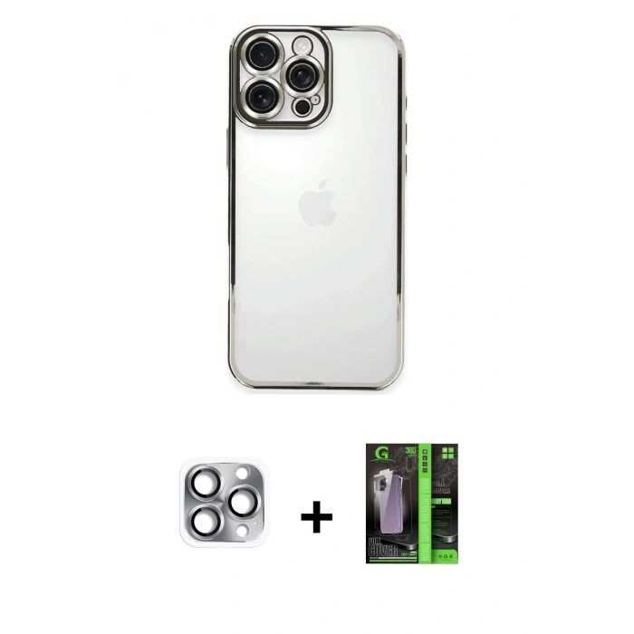MARSİLYAN™- iPhone 16 Pro Max Kılıf Vadi Minimal - Şeffaf 360 Full Body Arka Koruyucu + Pers Alüminyum Kamera Lens - GI