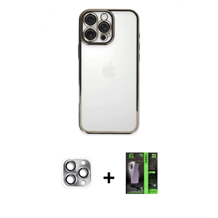 MARSİLYAN™- iPhone 16 Pro Max Kılıf Vadi Minimal - Şeffaf 360 Full Body Arka Koruyucu + Pers Alüminyum Kamera Lens - GI