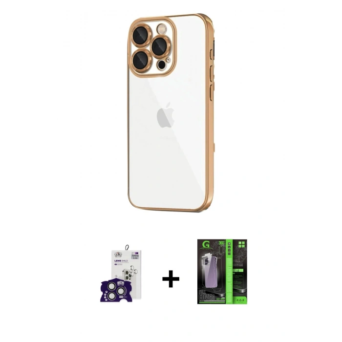 MARSİLYAN™- iPhone 16 Pro Max Kılıf Vadi Minimal - Şeffaf 360 Full Body Arka Koruyucu + Bilvis Titan Kamera Lens - TMGI