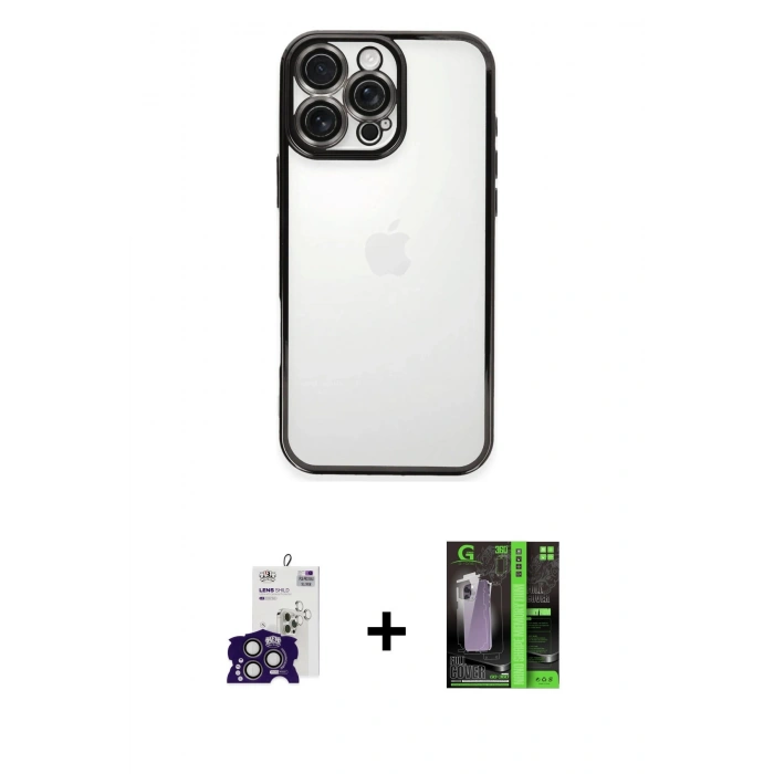 MARSİLYAN™- iPhone 16 Pro Max Kılıf Vadi Minimal - Şeffaf 360 Full Body Arka Koruyucu + Bilvis Titan Kamera Lens - TMGI