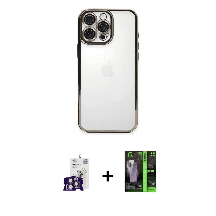 MARSİLYAN™- iPhone 16 Pro Max Kılıf Vadi Minimal - Şeffaf 360 Full Body Arka Koruyucu + Bilvis Titan Kamera Lens - TMGI