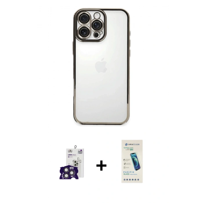 MARSİLYAN™- iPhone 16 Pro Max Kılıf Vadi Minimal - Şeffaf Pasifik Cam Ekran Koruyucu + Bilvis Titan Kamera Lens - TMGI