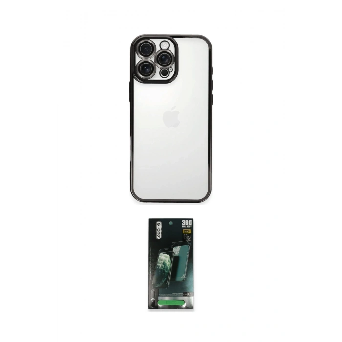 MARSİLYAN™- iPhone 16 Pro Max Kılıf Vadi Minimal - Siyah 360 Mat Full Body Arka Koruyucu