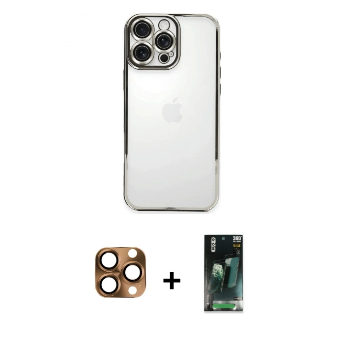 MARSİLYAN™- iPhone 16 Pro Max Kılıf Vadi Minimal - Siyah 360 Mat Full Body Arka Koruyucu + Pers Alüminyum Kamera Lens - CLTM
