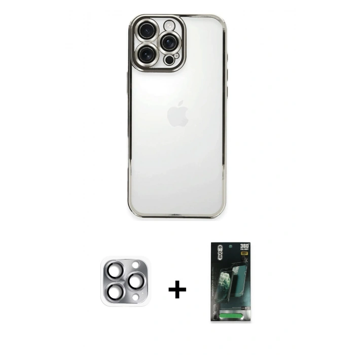 MARSİLYAN™- iPhone 16 Pro Max Kılıf Vadi Minimal - Siyah 360 Mat Full Body Arka Koruyucu + Pers Alüminyum Kamera Lens - GI