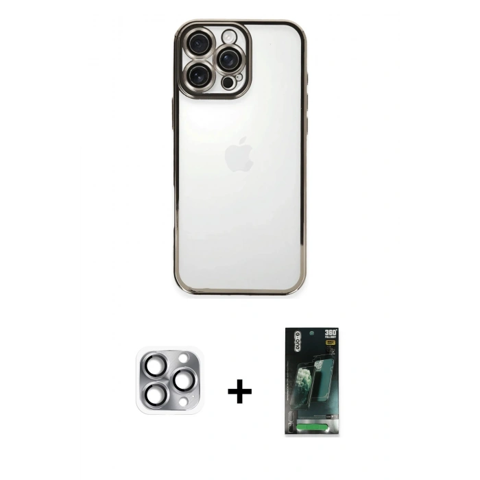 MARSİLYAN™- iPhone 16 Pro Max Kılıf Vadi Minimal - Siyah 360 Mat Full Body Arka Koruyucu + Pers Alüminyum Kamera Lens - GI