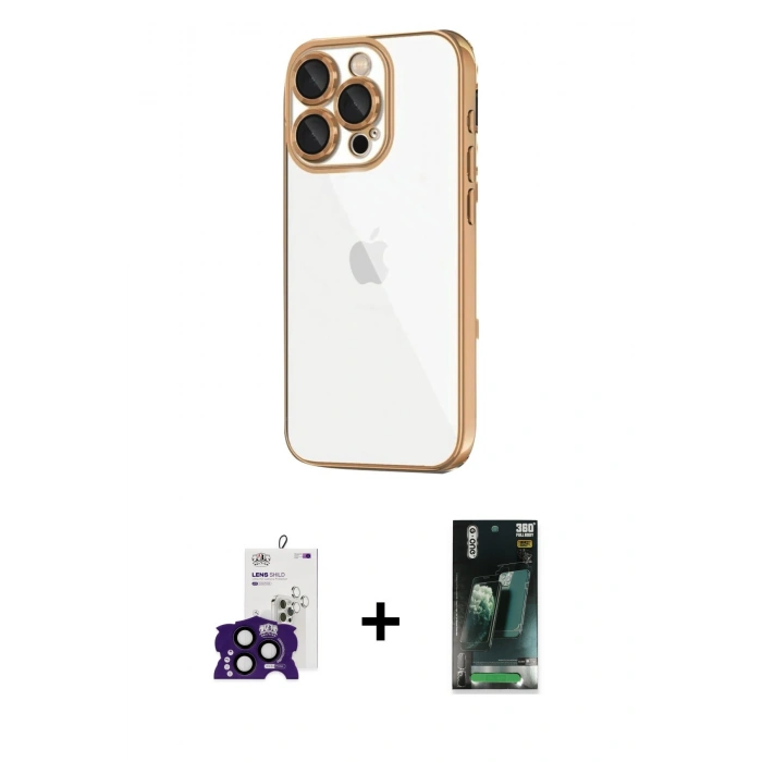 MARSİLYAN™- iPhone 16 Pro Max Kılıf Vadi Minimal - Siyah 360 Mat Full Body Arka Koruyucu + Bilvis Titan Kamera Lens - SH