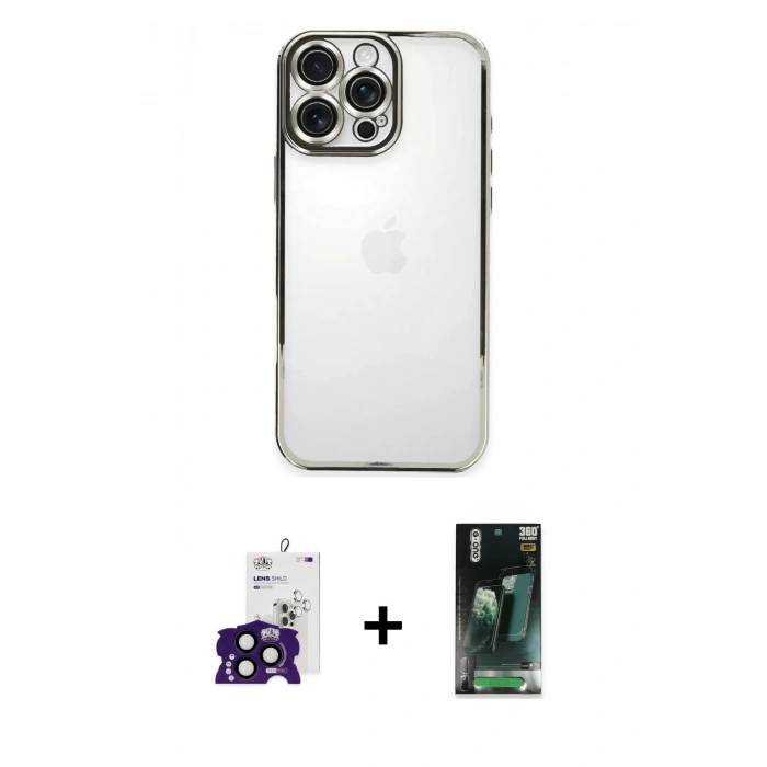 MARSİLYAN™- iPhone 16 Pro Max Kılıf Vadi Minimal - Siyah 360 Mat Full Body Arka Koruyucu + Bilvis Titan Kamera Lens - SH