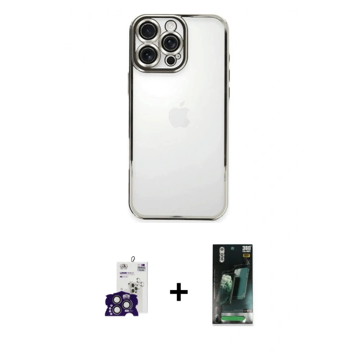 MARSİLYAN™- iPhone 16 Pro Max Kılıf Vadi Minimal - Siyah 360 Mat Full Body Arka Koruyucu + Bilvis Titan Kamera Lens - TMGI