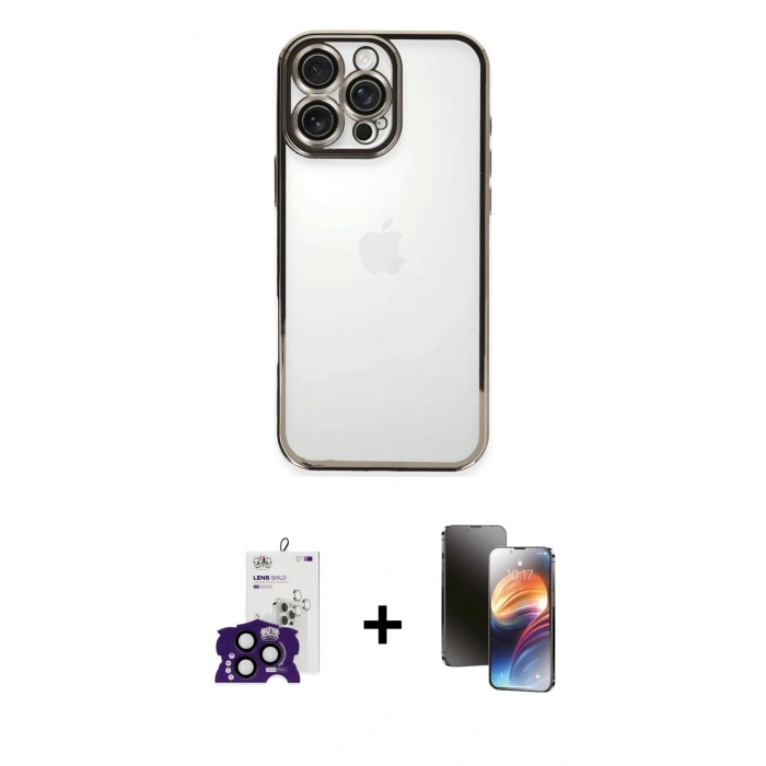 MARSİLYAN™- iPhone 16 Pro Max Kılıf Vadi Minimal - Siyah 3D Antistatik Mat Seramik Nano Ekran Koruyucu + Bilvis Titan Kamera Lens - SH