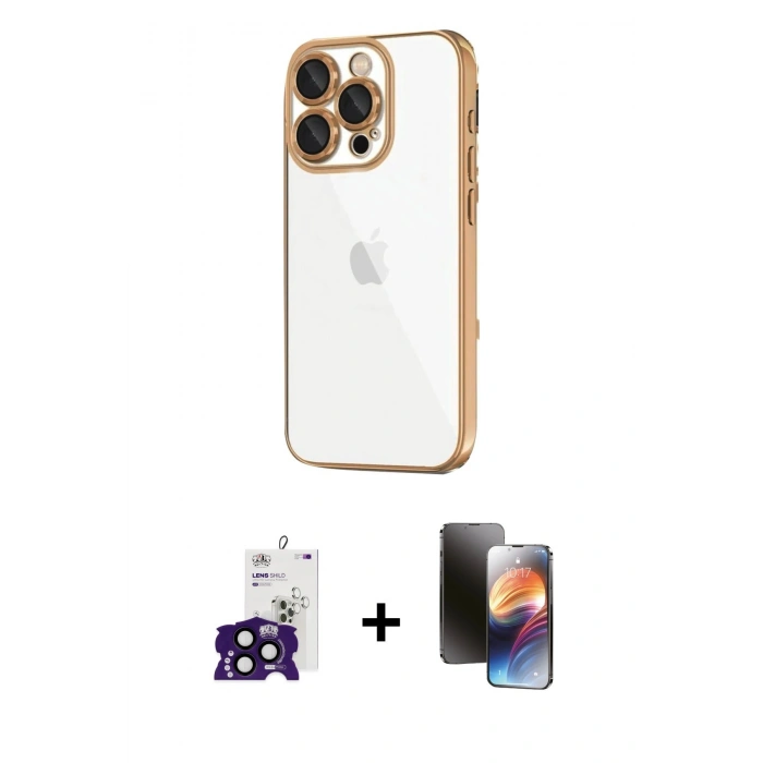 MARSİLYAN™- iPhone 16 Pro Max Kılıf Vadi Minimal - Siyah 3D Antistatik Mat Seramik Nano Ekran Koruyucu + Bilvis Titan Kamera Lens - SH