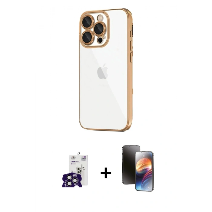 MARSİLYAN™- iPhone 16 Pro Max Kılıf Vadi Minimal - Siyah 3D Antistatik Mat Seramik Nano Ekran Koruyucu + Bilvis Titan Kamera Lens - TMGI