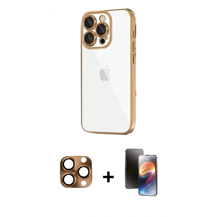 MARSİLYAN™- iPhone 16 Pro Max Kılıf Vadi Minimal - Siyah 3D Antistatik Mat Seramik Nano Ekran Koruyucu + Pers Alüminyum Kamera Lens - CLTM