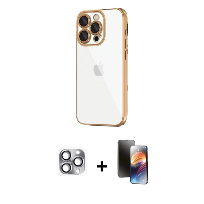 MARSİLYAN™- iPhone 16 Pro Max Kılıf Vadi Minimal - Siyah 3D Antistatik Mat Seramik Nano Ekran Koruyucu + Pers Alüminyum Kamera Lens - GI