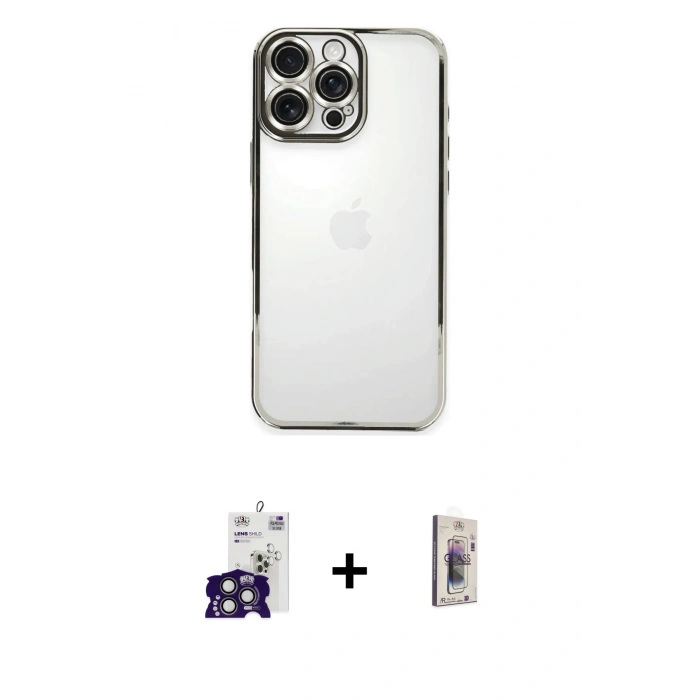 MARSİLYAN™- iPhone 16 Pro Max Kılıf Vadi Minimal - Siyah Bilvis 3D Cam Ekran Koruyucu + Bilvis Titan Kamera Lens - TMGI