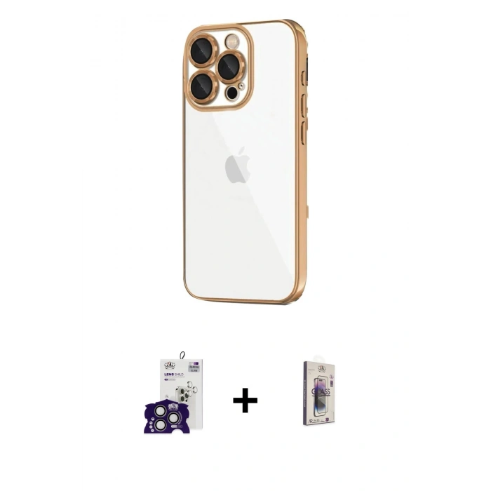 MARSİLYAN™- iPhone 16 Pro Max Kılıf Vadi Minimal - Siyah Bilvis 3D Cam Ekran Koruyucu + Bilvis Titan Kamera Lens - TMGI