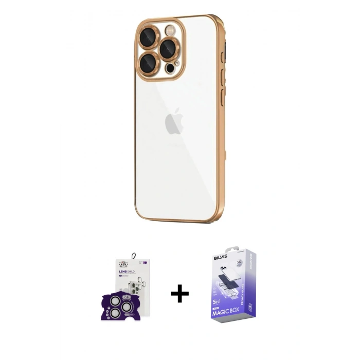 MARSİLYAN™- iPhone 16 Pro Max Kılıf Vadi Minimal - Siyah Bilvis 5in1 5D Magic Hayalet Cam Ekran Koruyucu + Bilvis Titan Kamera Lens - GS