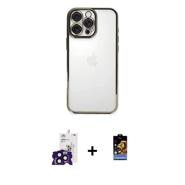 MARSİLYAN™- iPhone 16 Pro Max Kılıf Vadi Minimal - Siyah Buffer Hayalet Cam Ekran Koruyucu + Bilvis Titan Kamera Lens - SH