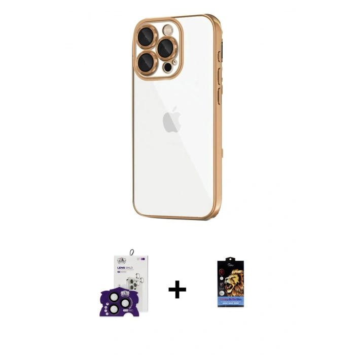 MARSİLYAN™- iPhone 16 Pro Max Kılıf Vadi Minimal - Siyah Buffer Hayalet Cam Ekran Koruyucu + Bilvis Titan Kamera Lens - SH