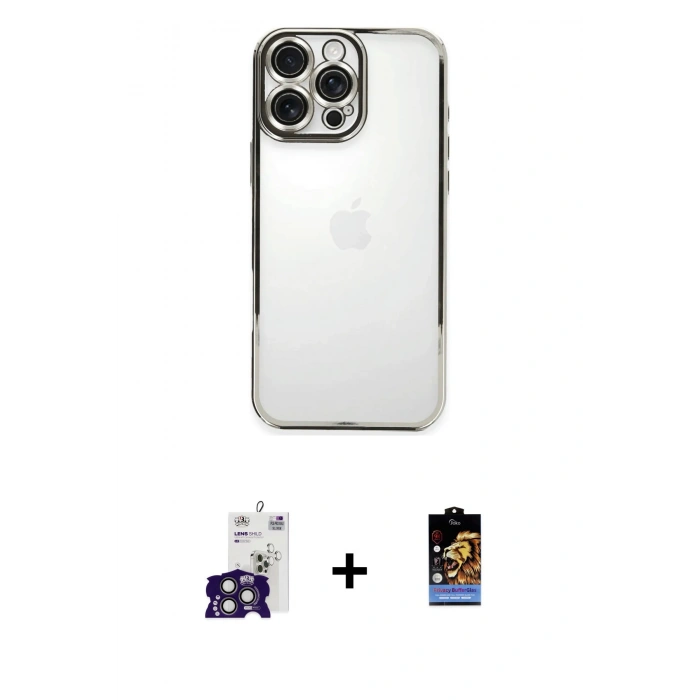 MARSİLYAN™- iPhone 16 Pro Max Kılıf Vadi Minimal - Siyah Buffer Hayalet Cam Ekran Koruyucu + Bilvis Titan Kamera Lens - TMGI