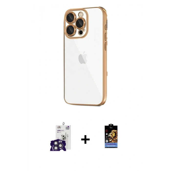 MARSİLYAN™- iPhone 16 Pro Max Kılıf Vadi Minimal - Siyah Buffer Hayalet Cam Ekran Koruyucu + Bilvis Titan Kamera Lens - TMGI