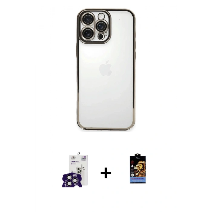 MARSİLYAN™- iPhone 16 Pro Max Kılıf Vadi Minimal - Siyah Buffer Hayalet Cam Ekran Koruyucu + Bilvis Titan Kamera Lens - TMGI