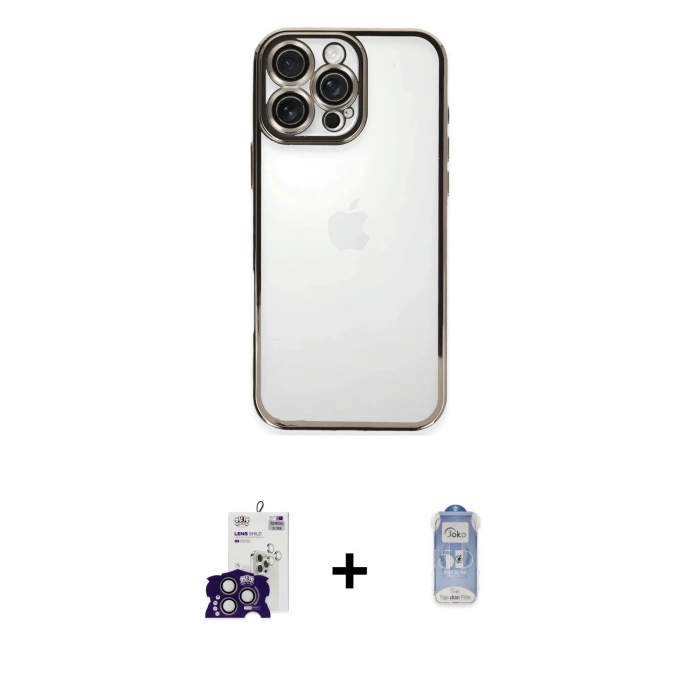 MARSİLYAN™- iPhone 16 Pro Max Kılıf Vadi Minimal - Siyah Joko Magic 5D Cam + Bilvis Titan Kamera Lens - TMGI
