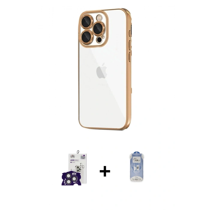 MARSİLYAN™- iPhone 16 Pro Max Kılıf Vadi Minimal - Siyah Joko Magic 5D Cam + Bilvis Titan Kamera Lens - TMGI