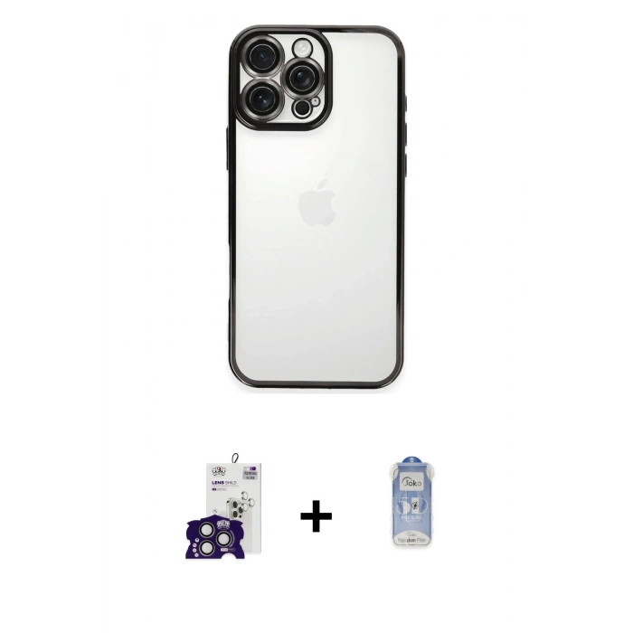 MARSİLYAN™- iPhone 16 Pro Max Kılıf Vadi Minimal - Siyah Joko Magic 5D Cam + Bilvis Titan Kamera Lens - TMGI