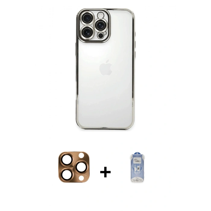 MARSİLYAN™- iPhone 16 Pro Max Kılıf Vadi Minimal - Siyah Joko Magic 5D Cam + Pers Alüminyum Kamera Lens - CLTM