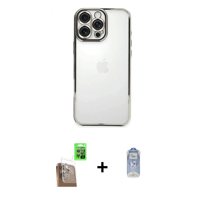 MARSİLYAN™- iPhone 16 Pro Max Kılıf Vadi Minimal - Siyah Joko Magic 5D Cam + Raze Metal Kamera Lens - CLTM