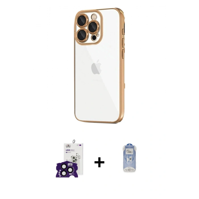 MARSİLYAN™- iPhone 16 Pro Max Kılıf Vadi Minimal - Siyah Joko Magic 5D Cam + Bilvis Titan Kamera Lens - SH