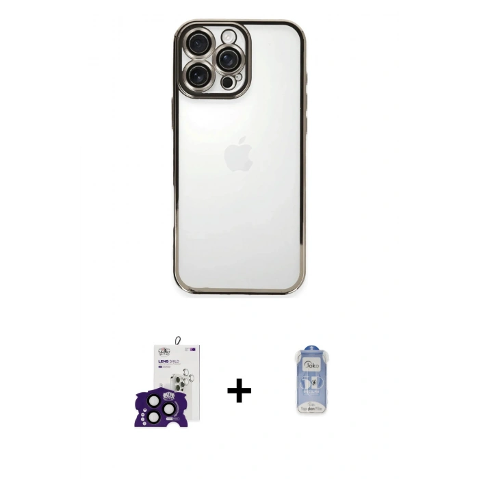 MARSİLYAN™- iPhone 16 Pro Max Kılıf Vadi Minimal - Siyah Joko Magic 5D Cam + Bilvis Titan Kamera Lens - SH
