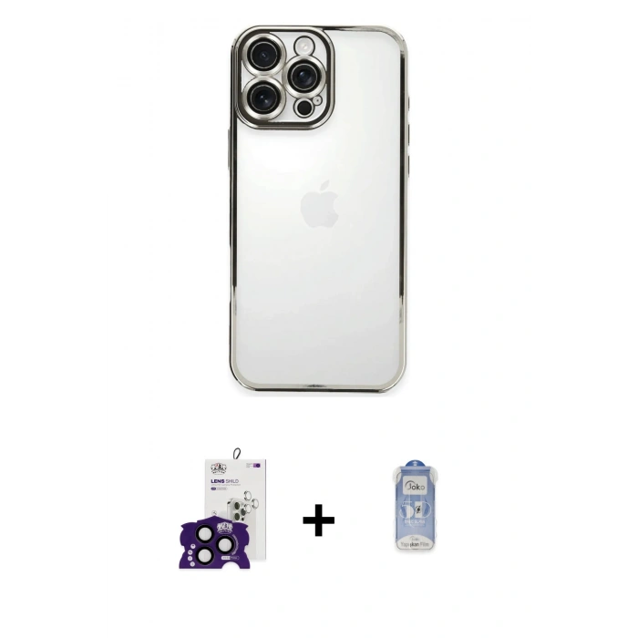 MARSİLYAN™- iPhone 16 Pro Max Kılıf Vadi Minimal - Siyah Joko Magic 5D Cam + Bilvis Titan Kamera Lens - SH