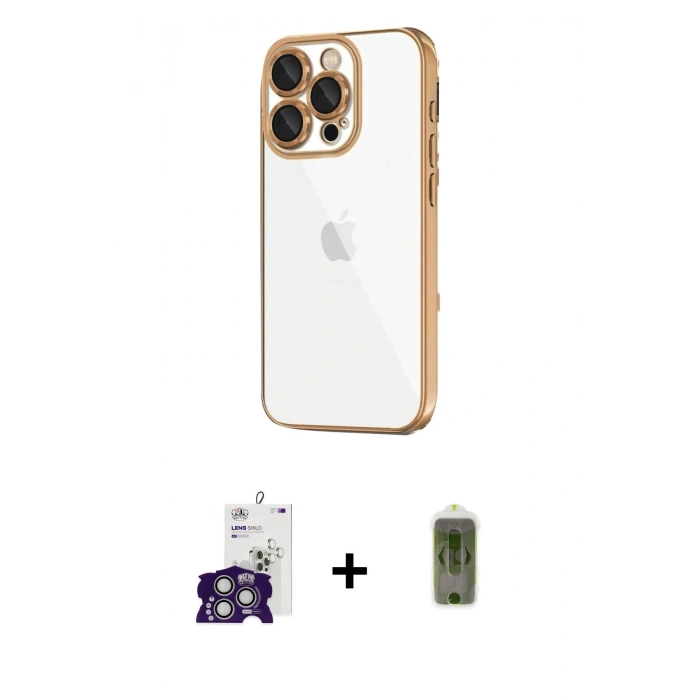 MARSİLYAN™- iPhone 16 Pro Max Kılıf Vadi Minimal - Siyah Joko Magic 5D Hayalet Cam + Bilvis Titan Kamera Lens - GS