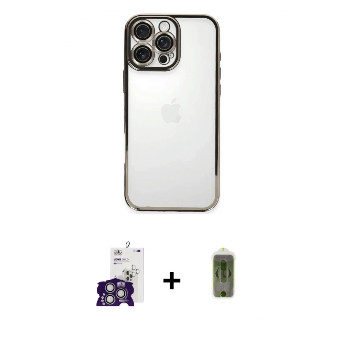 MARSİLYAN™- iPhone 16 Pro Max Kılıf Vadi Minimal - Siyah Joko Magic 5D Hayalet Cam + Bilvis Titan Kamera Lens - GS